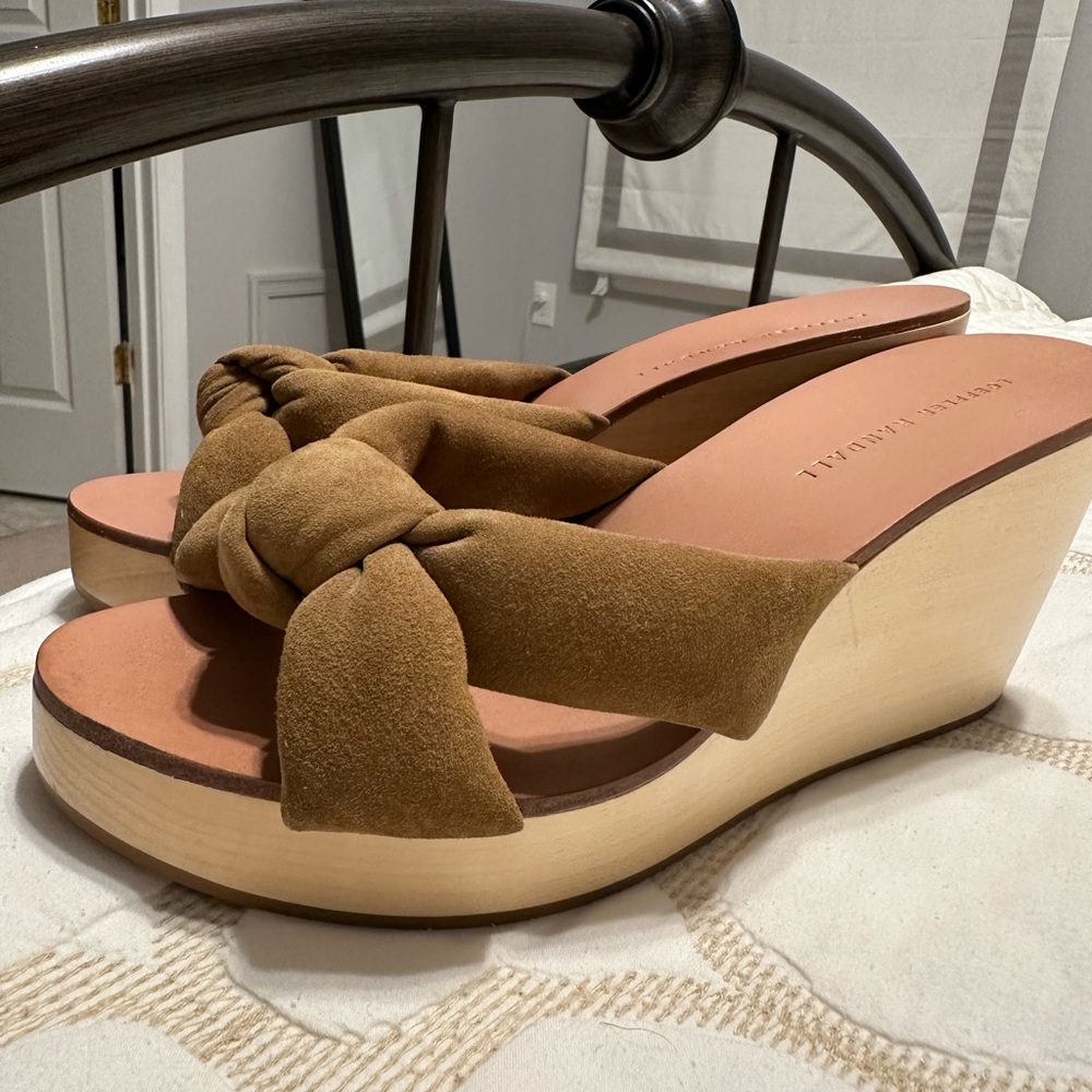 Loeffler Randall Brown Suede Wedge Sandals - Picture 8 of 9